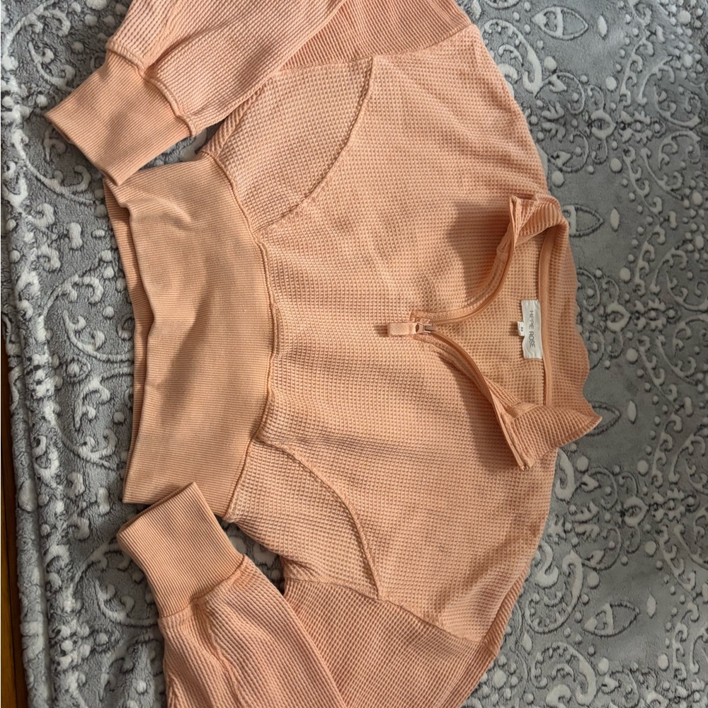 Hippie Rose Apricot Waffle Knit Top